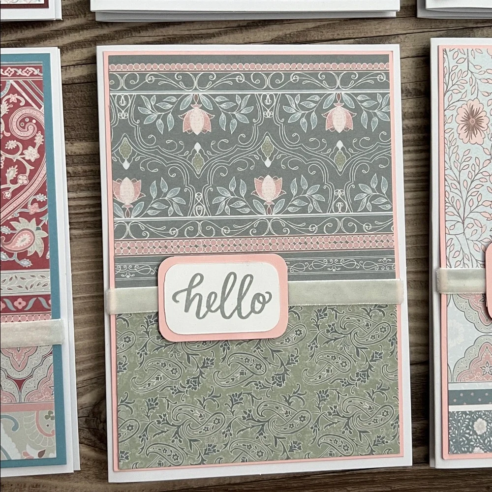 Handmade Greeting Cards Lot of 18 “Hello” With Envelopes Bohemian Floral